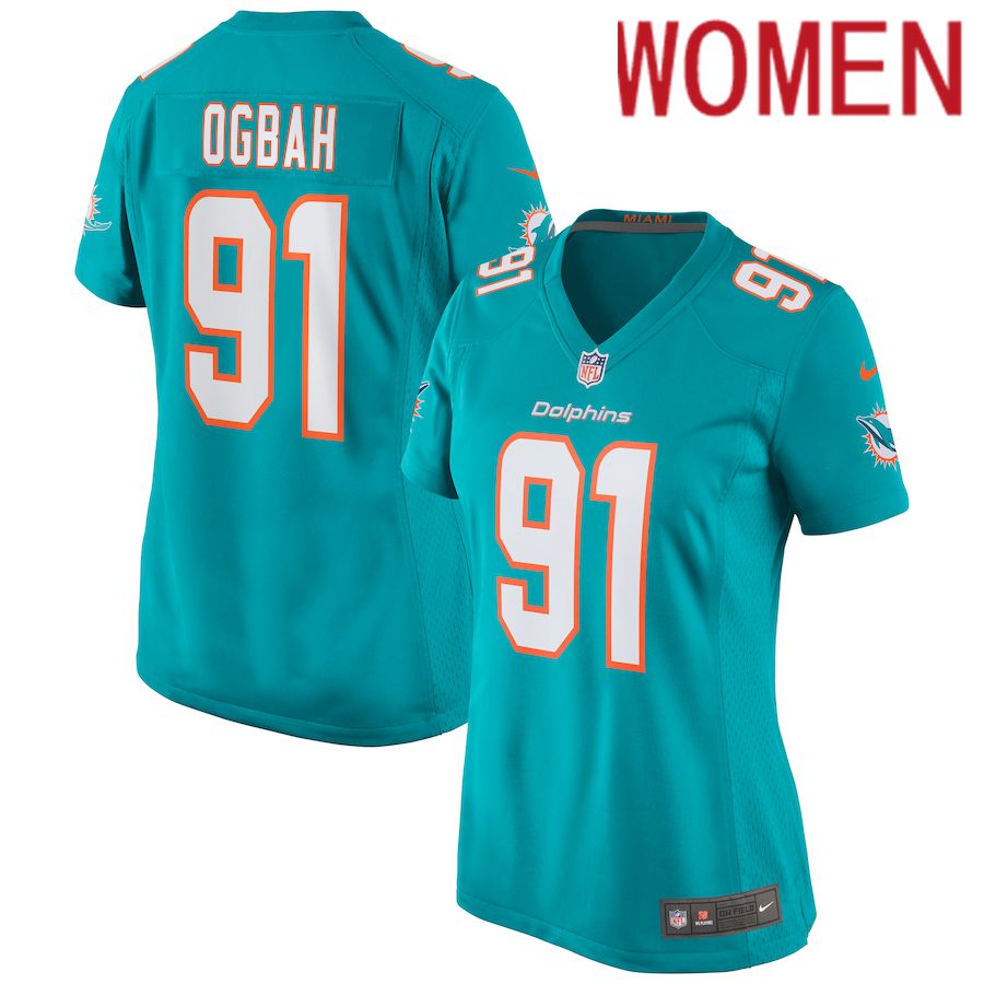 Women Miami Dolphins #91 Emmanuel Ogbah Nike Green Game NFL Jersey